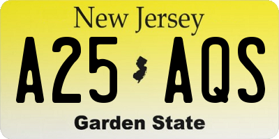 NJ license plate A25AQS
