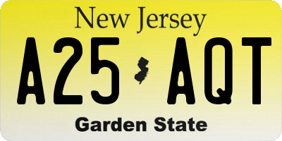 NJ license plate A25AQT
