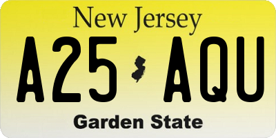 NJ license plate A25AQU