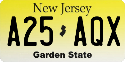 NJ license plate A25AQX
