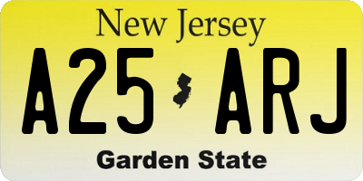 NJ license plate A25ARJ