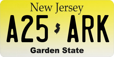 NJ license plate A25ARK