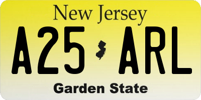 NJ license plate A25ARL