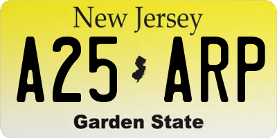 NJ license plate A25ARP