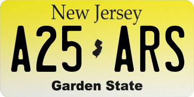 NJ license plate A25ARS