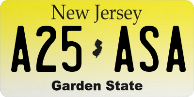 NJ license plate A25ASA