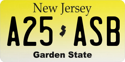 NJ license plate A25ASB