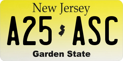 NJ license plate A25ASC