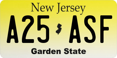 NJ license plate A25ASF