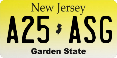 NJ license plate A25ASG
