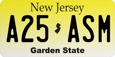 NJ license plate A25ASM