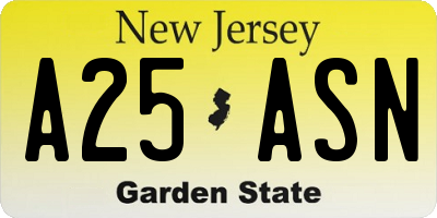 NJ license plate A25ASN