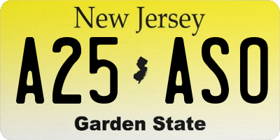 NJ license plate A25ASO