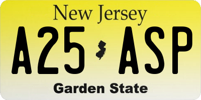 NJ license plate A25ASP
