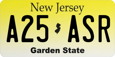NJ license plate A25ASR