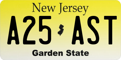NJ license plate A25AST