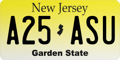 NJ license plate A25ASU