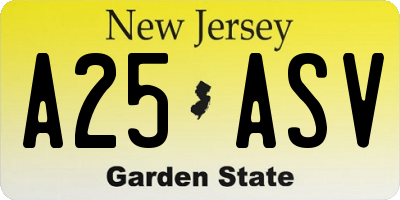 NJ license plate A25ASV