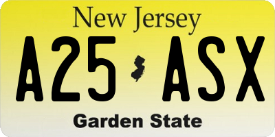 NJ license plate A25ASX