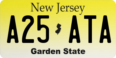 NJ license plate A25ATA