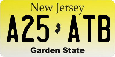 NJ license plate A25ATB