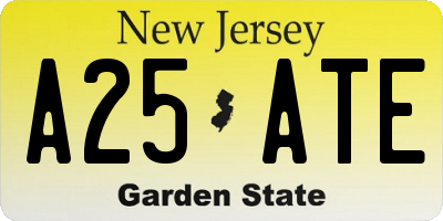 NJ license plate A25ATE