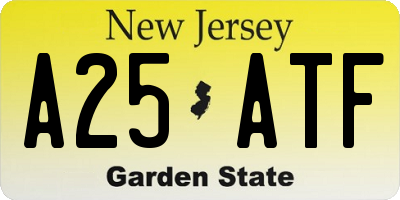 NJ license plate A25ATF
