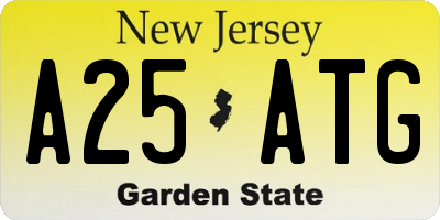 NJ license plate A25ATG