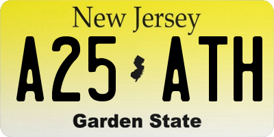 NJ license plate A25ATH