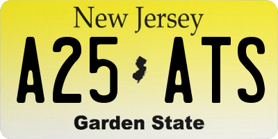 NJ license plate A25ATS