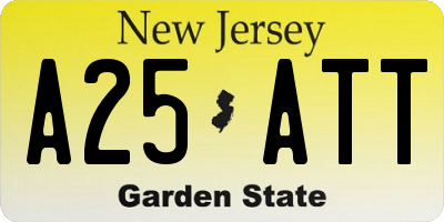 NJ license plate A25ATT