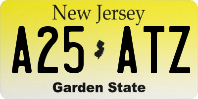 NJ license plate A25ATZ