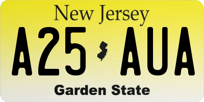 NJ license plate A25AUA