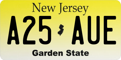 NJ license plate A25AUE