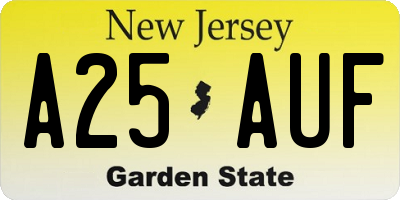 NJ license plate A25AUF