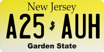 NJ license plate A25AUH