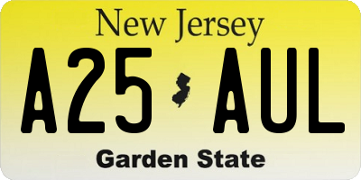 NJ license plate A25AUL