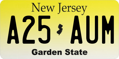 NJ license plate A25AUM