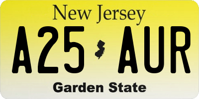 NJ license plate A25AUR