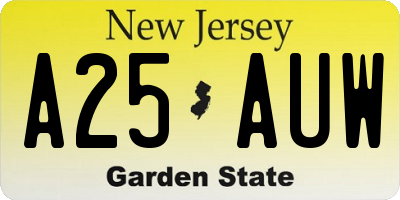 NJ license plate A25AUW