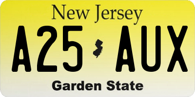 NJ license plate A25AUX