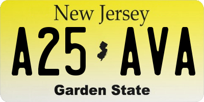 NJ license plate A25AVA