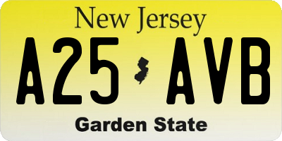 NJ license plate A25AVB