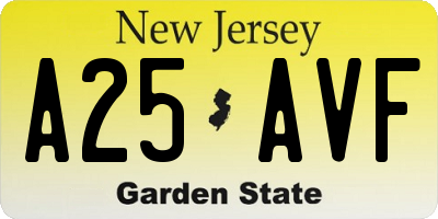 NJ license plate A25AVF