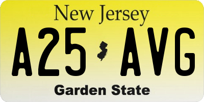 NJ license plate A25AVG