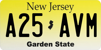 NJ license plate A25AVM