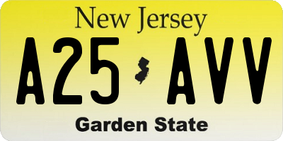 NJ license plate A25AVV