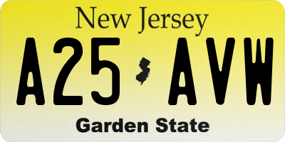 NJ license plate A25AVW