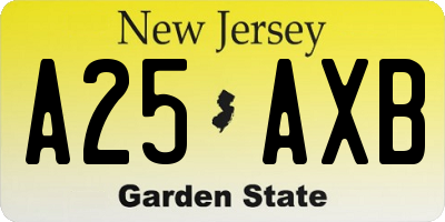 NJ license plate A25AXB