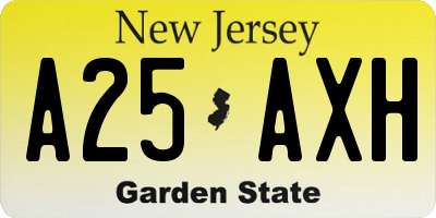 NJ license plate A25AXH